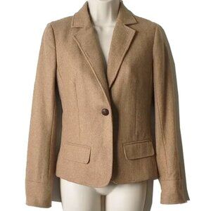 NWOT J. Crew Wool Herringbone One Button Blazer Jacket 2 Camel Tan Fully Lined